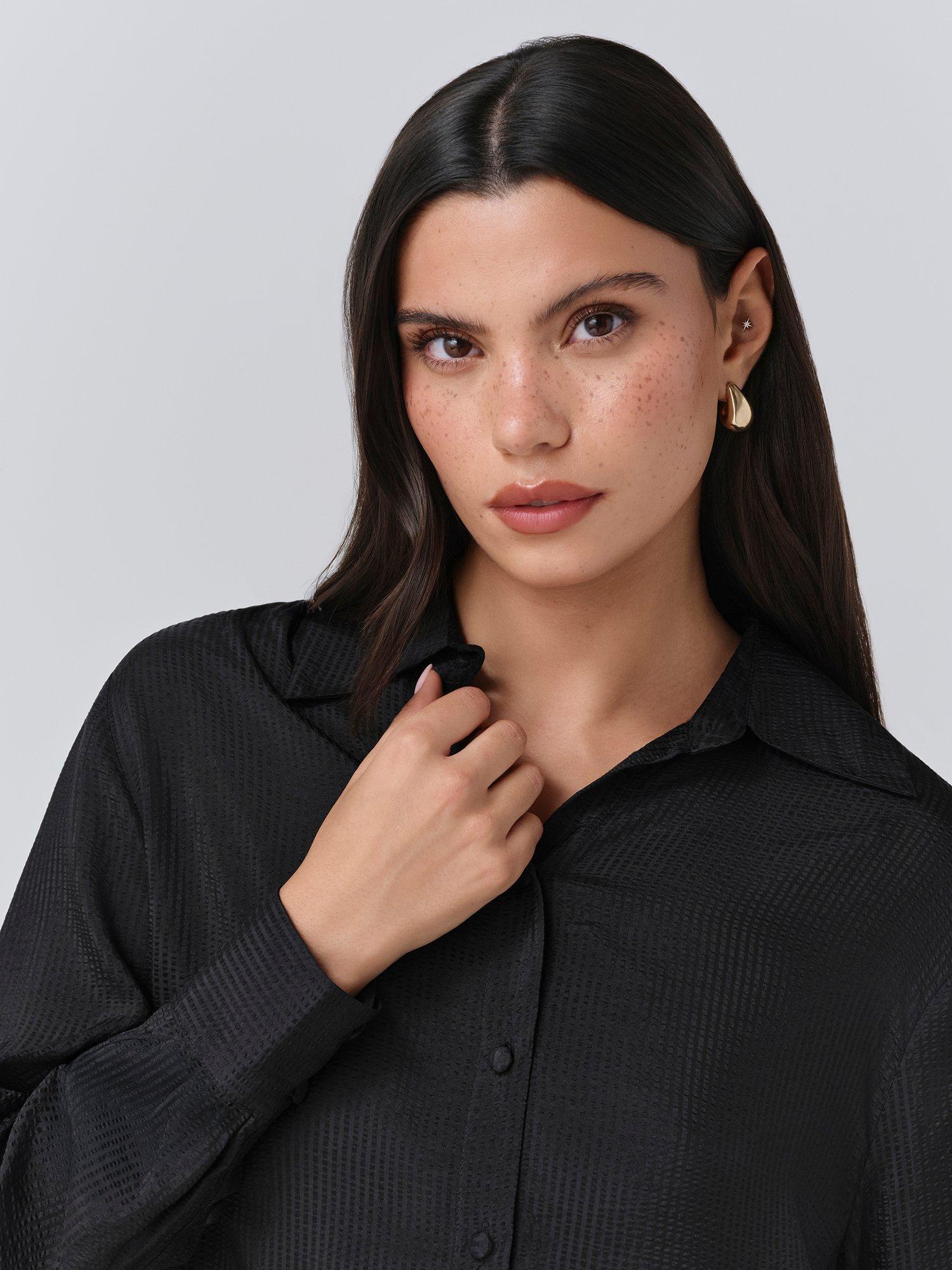 Product image 2 of 5, which shows Ghost Ellie Satin Shirt, Black, XS