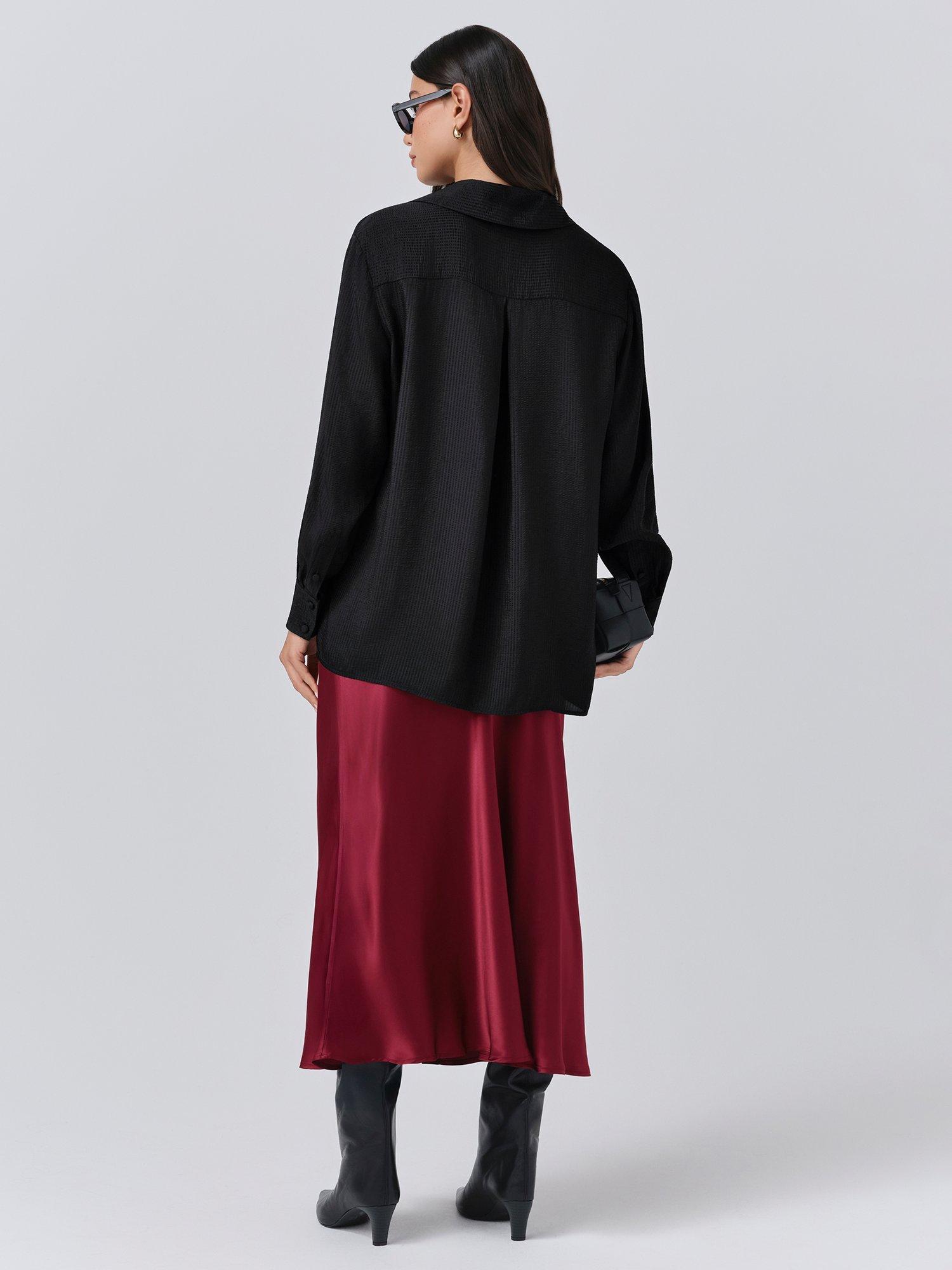 Product image 5 of 5, which shows Ghost Ellie Satin Shirt, Black, XS