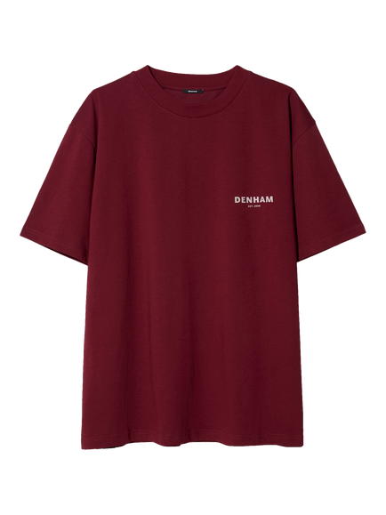 DENHAM Max Cotton Regular Fit Short Sleeve Graphic T-Shirt, Bordeaux, Bordeaux