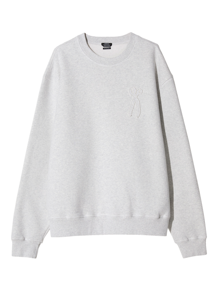 DENHAM Scissor Patch Cotton Crew Neck Jumper, Grey Marl, Grey Marl