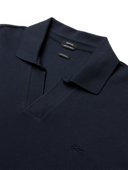 DENHAM Scissor Cotton Regular Fit Open Neck Polo Shirt, Navy Blazer - view 2, Navy Blazer