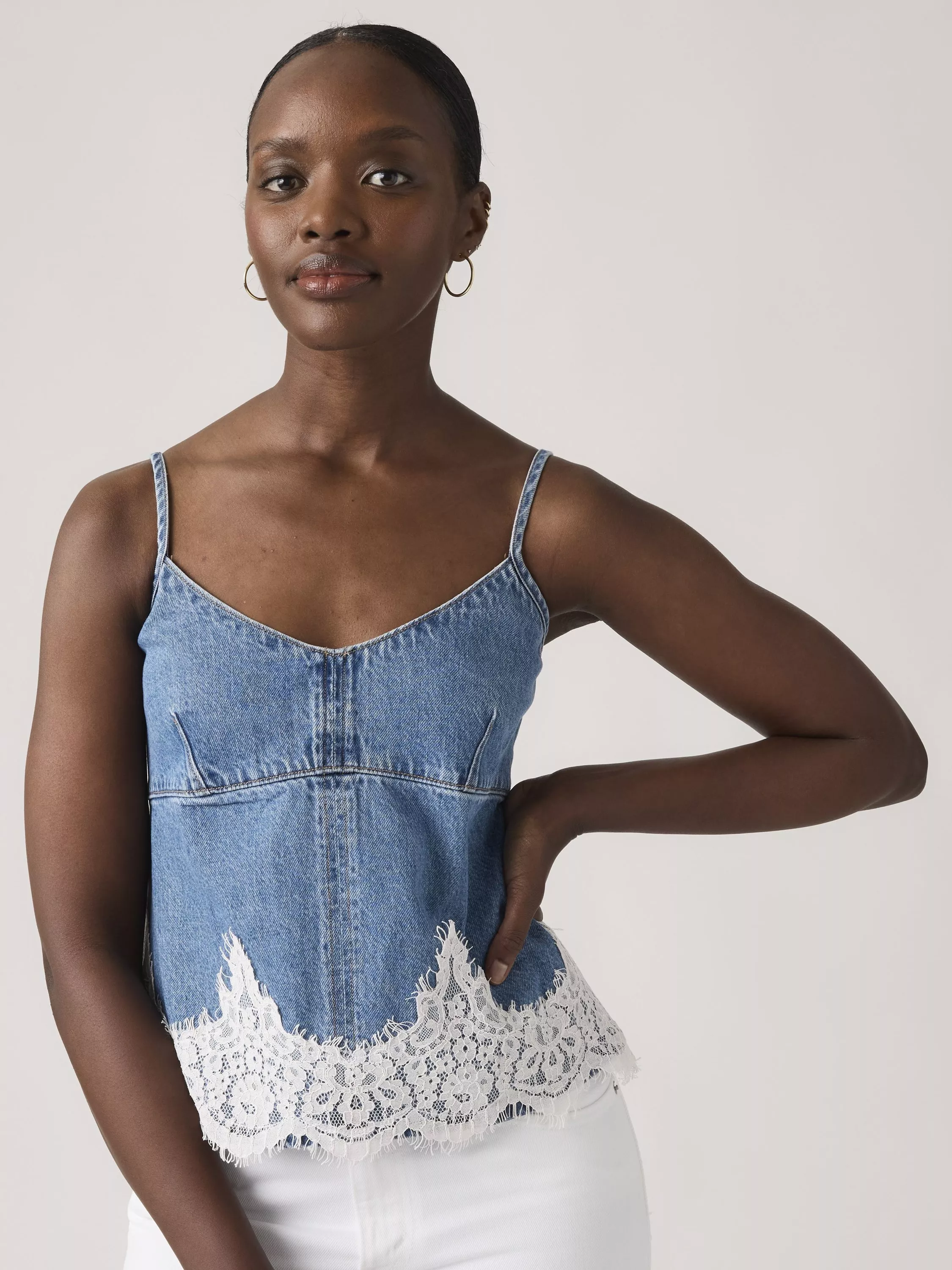 Levi's Lace Trim Denim Camisole Top, Slipped My Mind
