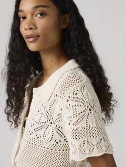 Levi's Susanna Floral Crochet Shirt, Egret Cotton - view 2, Egret Cotton