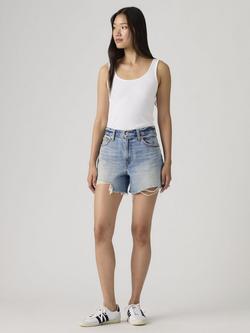 Levi's Ribcage Mid Rise Denim Shorts, Blow My Mind - view 2, Blow My Mind