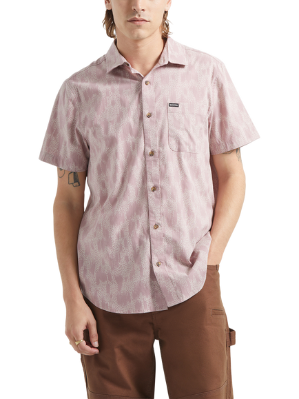 Brixton Charter Short Sleeve Printed Shirt, Pink/Silver, Pink/Silver