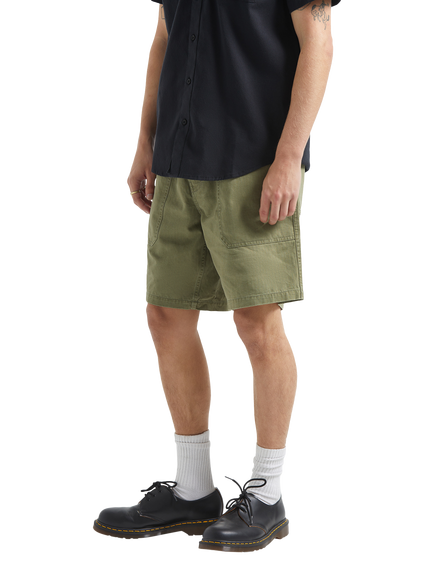Brixton Surplus Herringbone Shorts, Washed Olive Green - view 2, Washed Olive Green