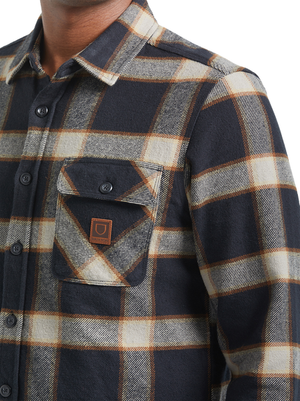 Brixton Bowery Flannel Plaid Shirt, Black/Cream - view 2, Black/Cream