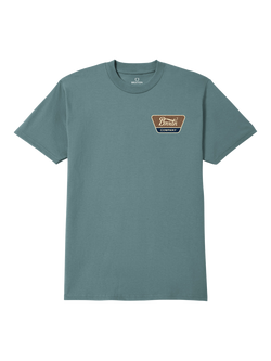 Brixton Linwood Standard Fit Cotton T-Shirt, Ocean/Brown/Navy, Ocean/Brown/Navy