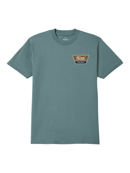 Brixton Linwood Standard Fit Cotton T-Shirt, Ocean/Brown/Navy, Ocean/Brown/Navy