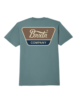 Brixton Linwood Standard Fit Cotton T-Shirt, Ocean/Brown/Navy - view 2, Ocean/Brown/Navy