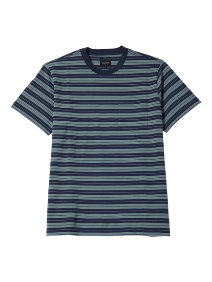 Brixton Nova Stripe T-Shirt, Midnight Blue/Grey, Midnight Blue/Grey
