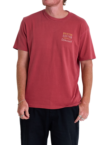 Brixton Wheaton Short Sleeve Graphic T-Shirt, Robust Red Worn Wash, Robust Red Worn Wash