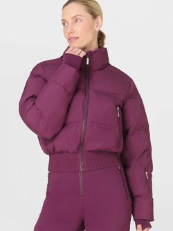Sweaty Betty Cropped Waterproof Ski Jacket, Plum Purple - view 2, Plum Purple