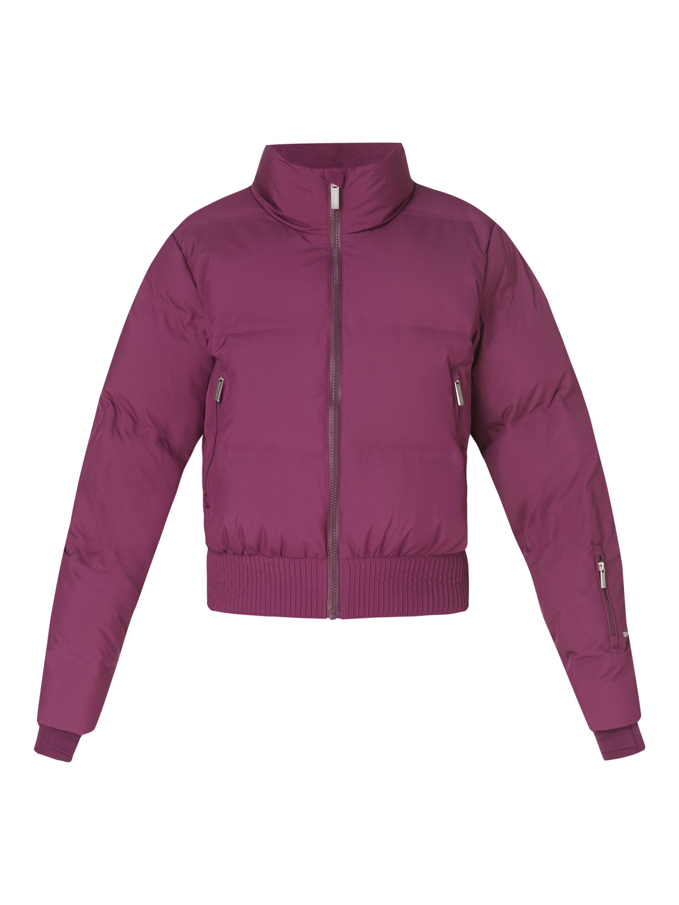 Product image 4 of 9, which shows Sweaty Betty Cropped Waterproof Ski Jacket, Plum Purple, XXS