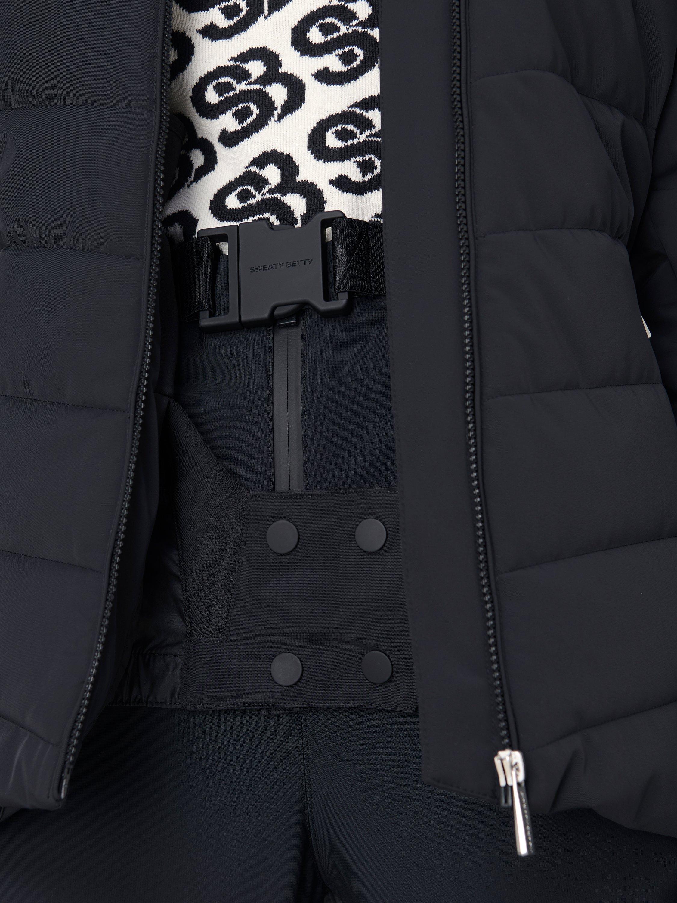Product image 10 of 10, which shows Sweaty Betty Exploration Water Resistant Chevron Ski Jacket, Black, XXS