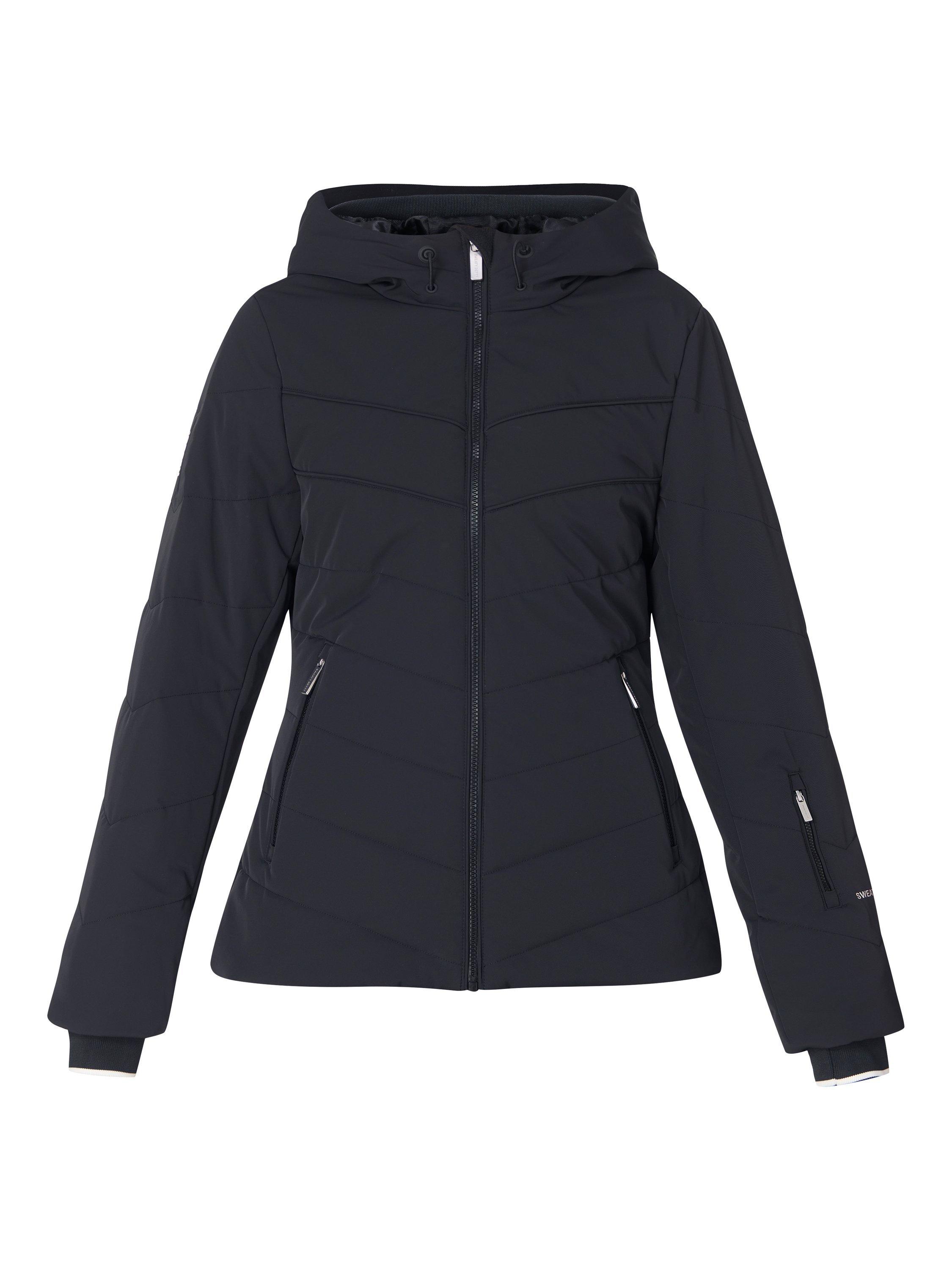 Product image 4 of 10, which shows Sweaty Betty Exploration Water Resistant Chevron Ski Jacket, Black, XXS