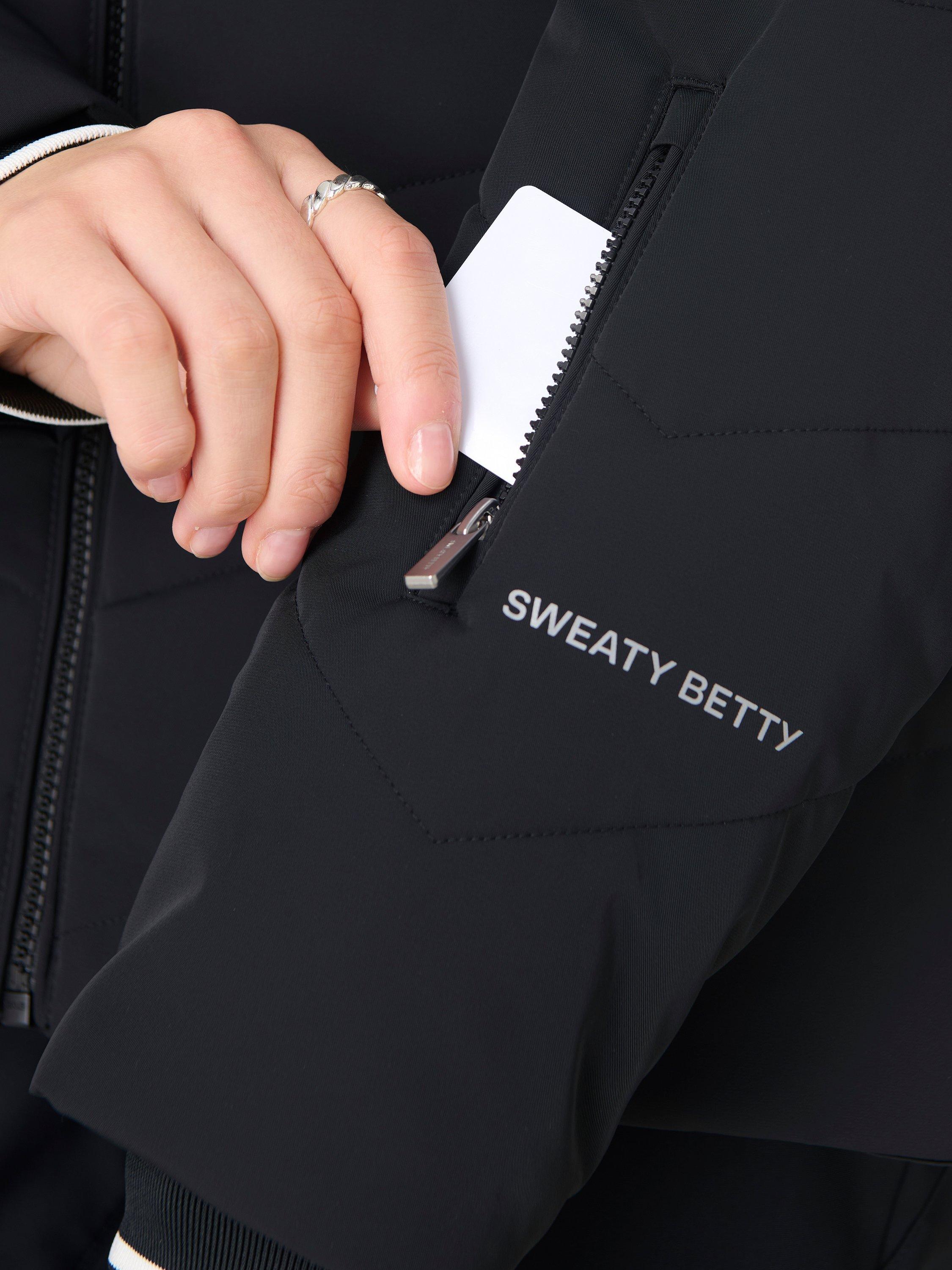 Product image 8 of 10, which shows Sweaty Betty Exploration Water Resistant Chevron Ski Jacket, Black, XXS