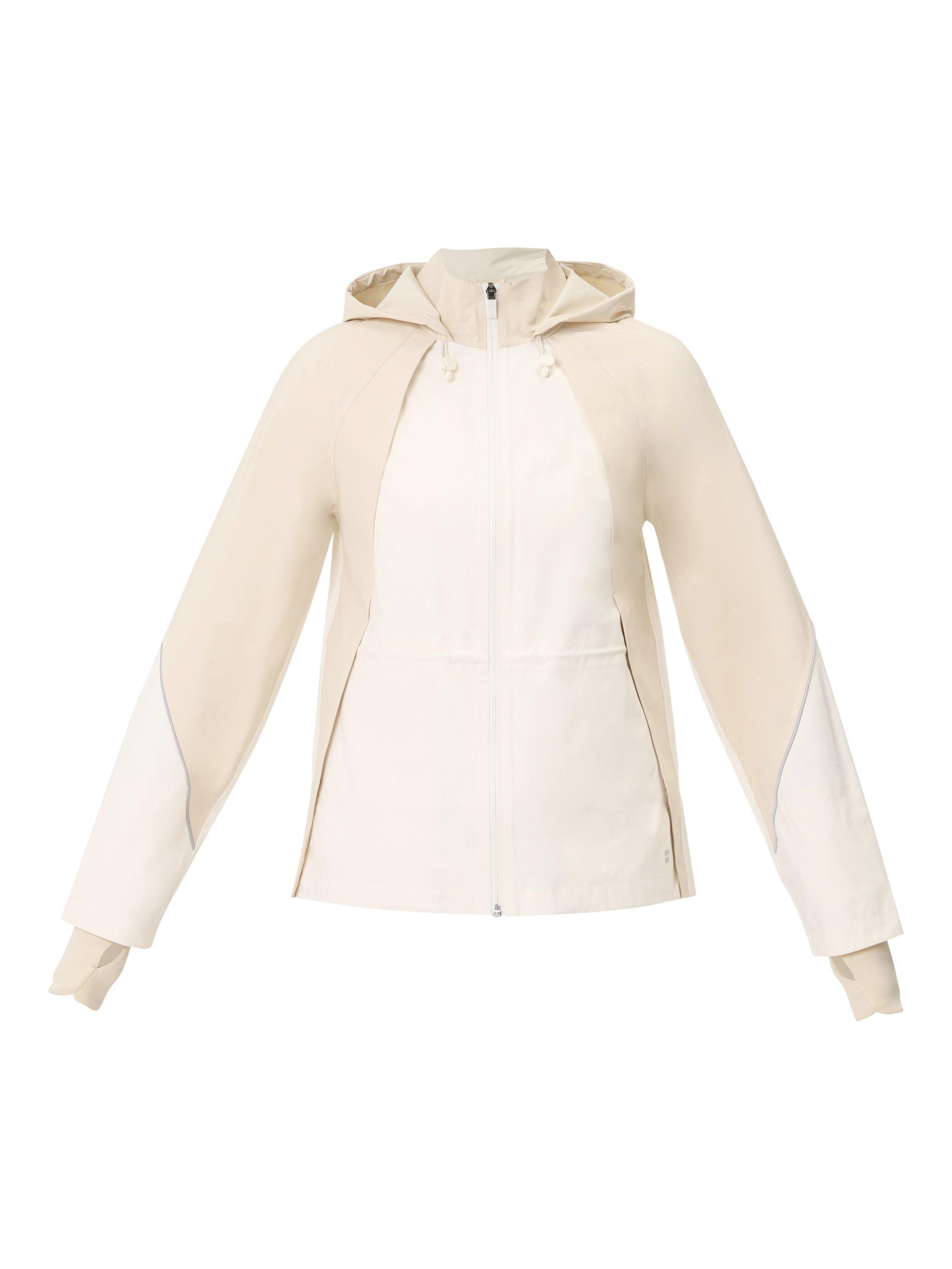 Product image 4 of 8, which shows Sweaty Betty Waterproof Running Jacket, Dove White, M
