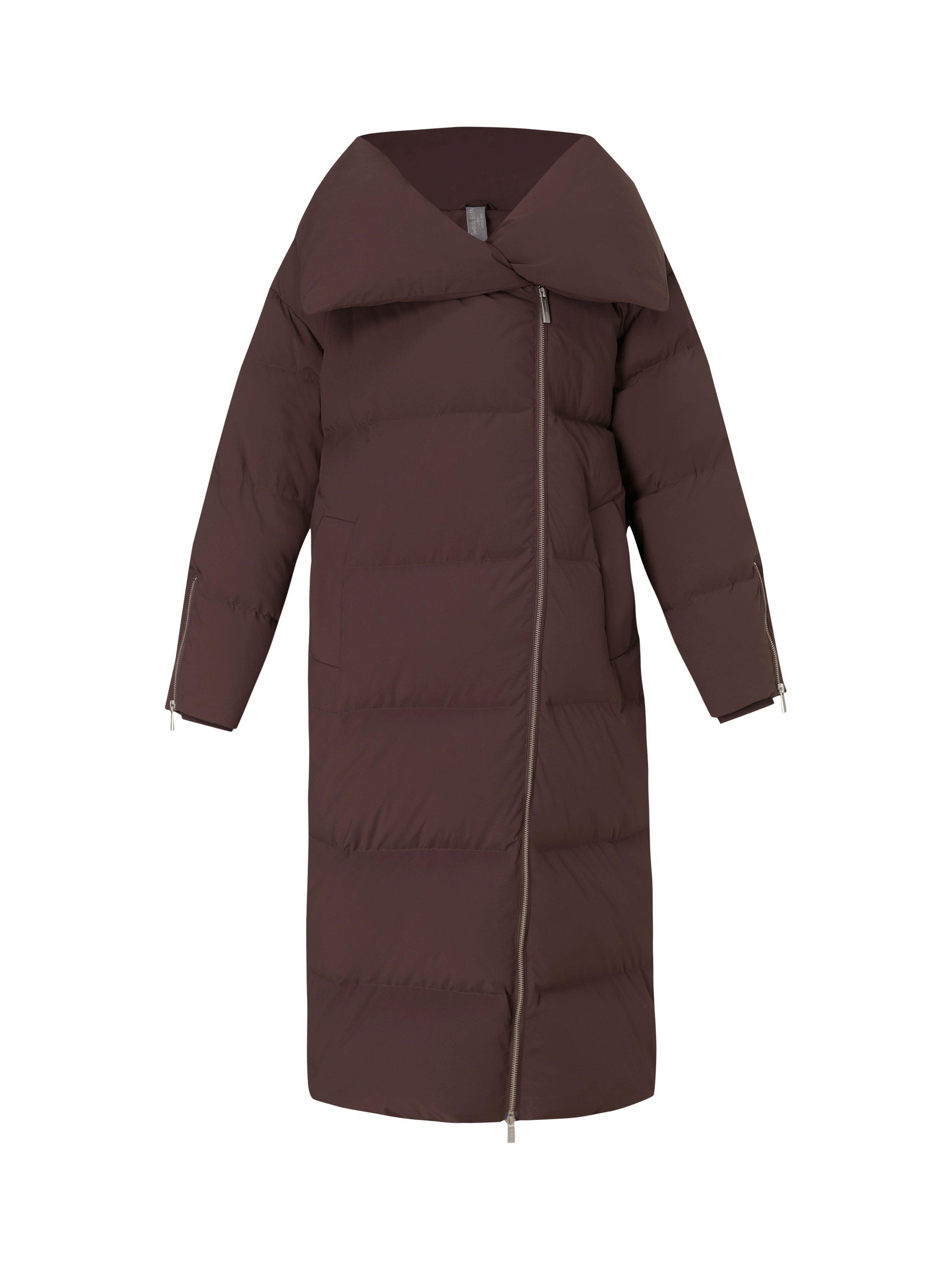 Product image 4 of 7, which shows Sweaty Betty Nimbus CloudWeight Longline Puffer Coat, Sable Brown, L