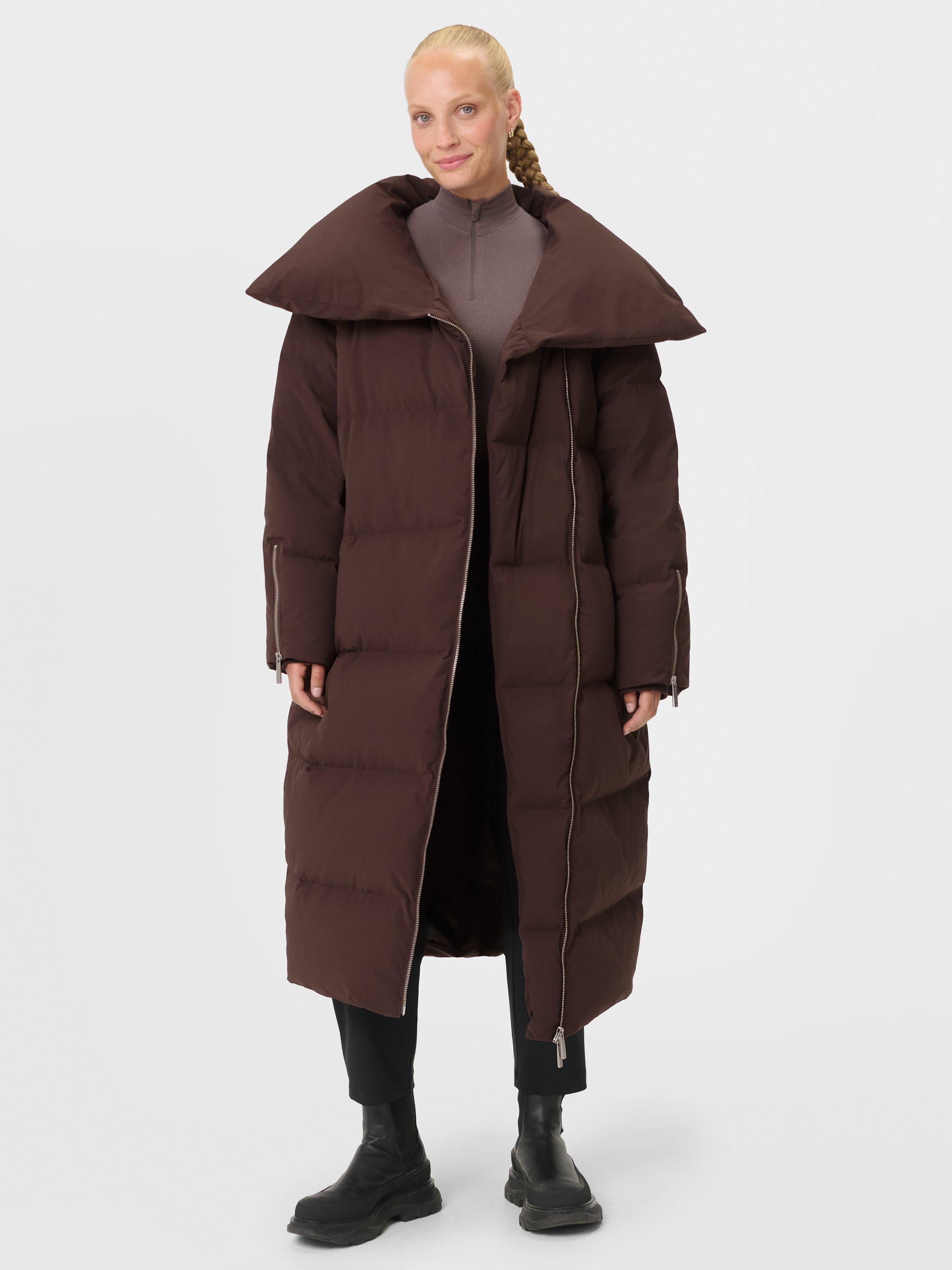 Product image 5 of 7, which shows Sweaty Betty Nimbus CloudWeight Longline Puffer Coat, Sable Brown, L