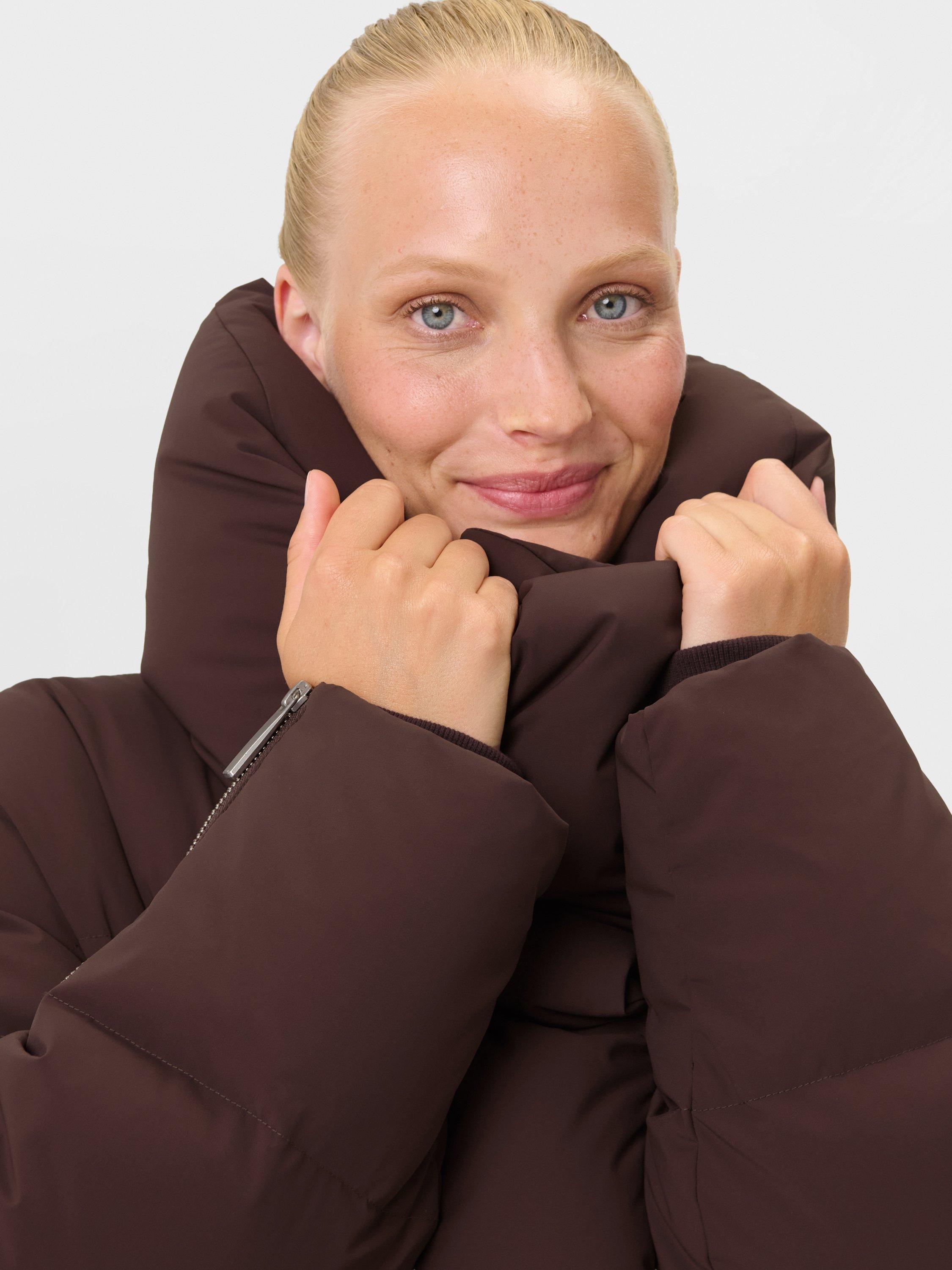 Product image 7 of 7, which shows Sweaty Betty Nimbus CloudWeight Longline Puffer Coat, Sable Brown, L