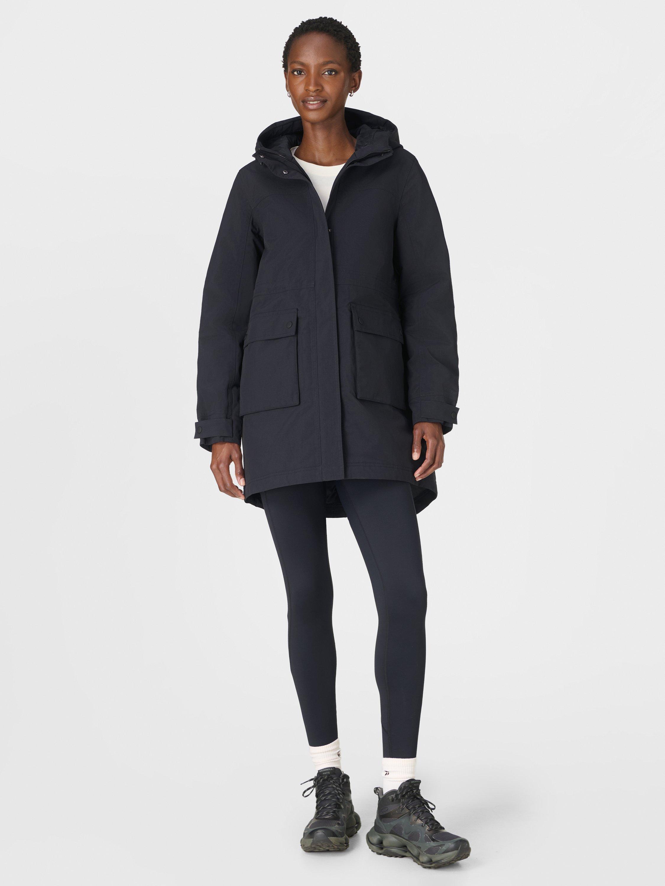Product image 3 of 8, which shows Sweaty Betty Winter Stride Waterproof Coat, Black, XXS