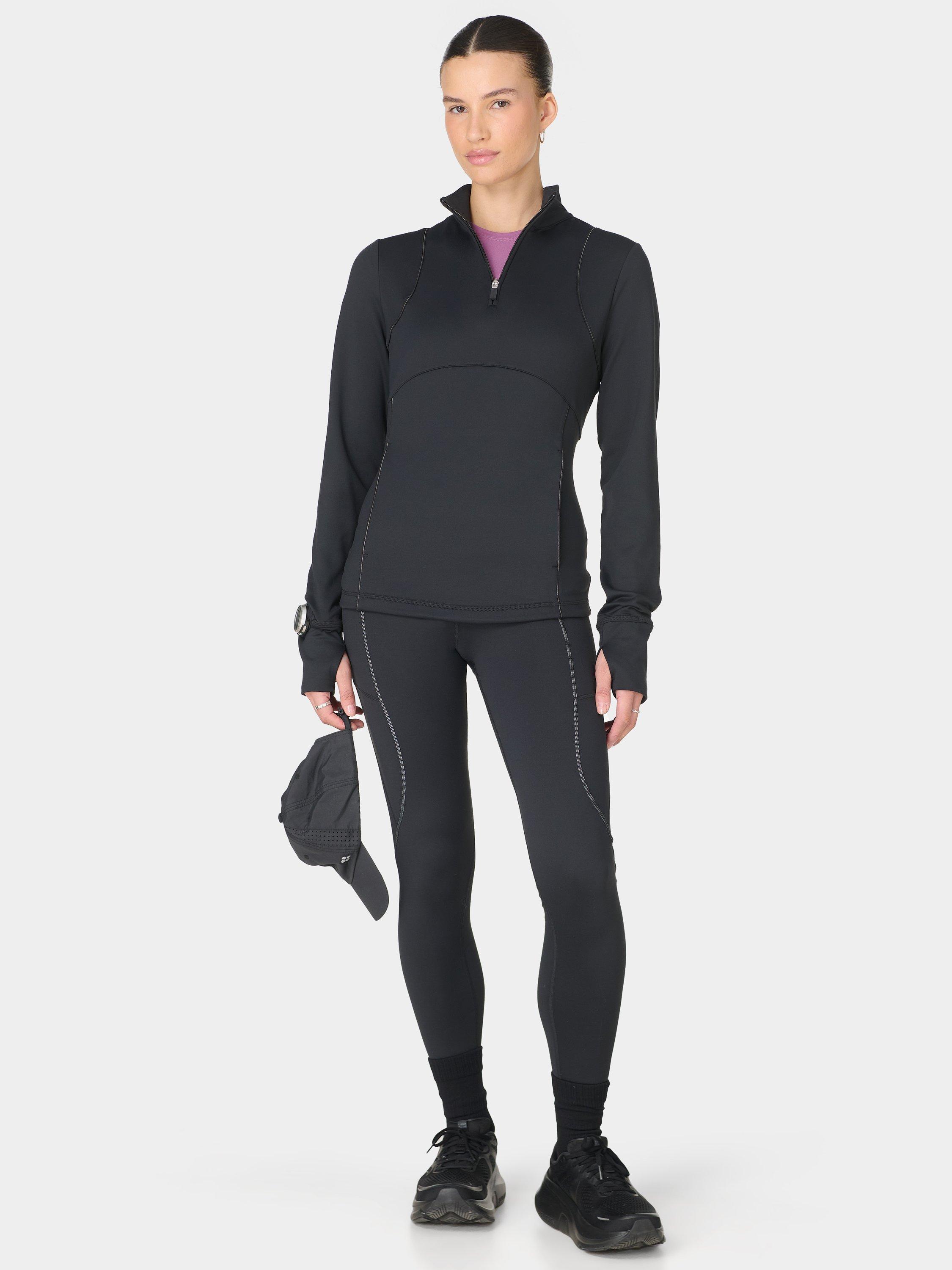 Product image 2 of 6, which shows Sweaty Betty Therma Half Zip Midlayer, Black, XXS