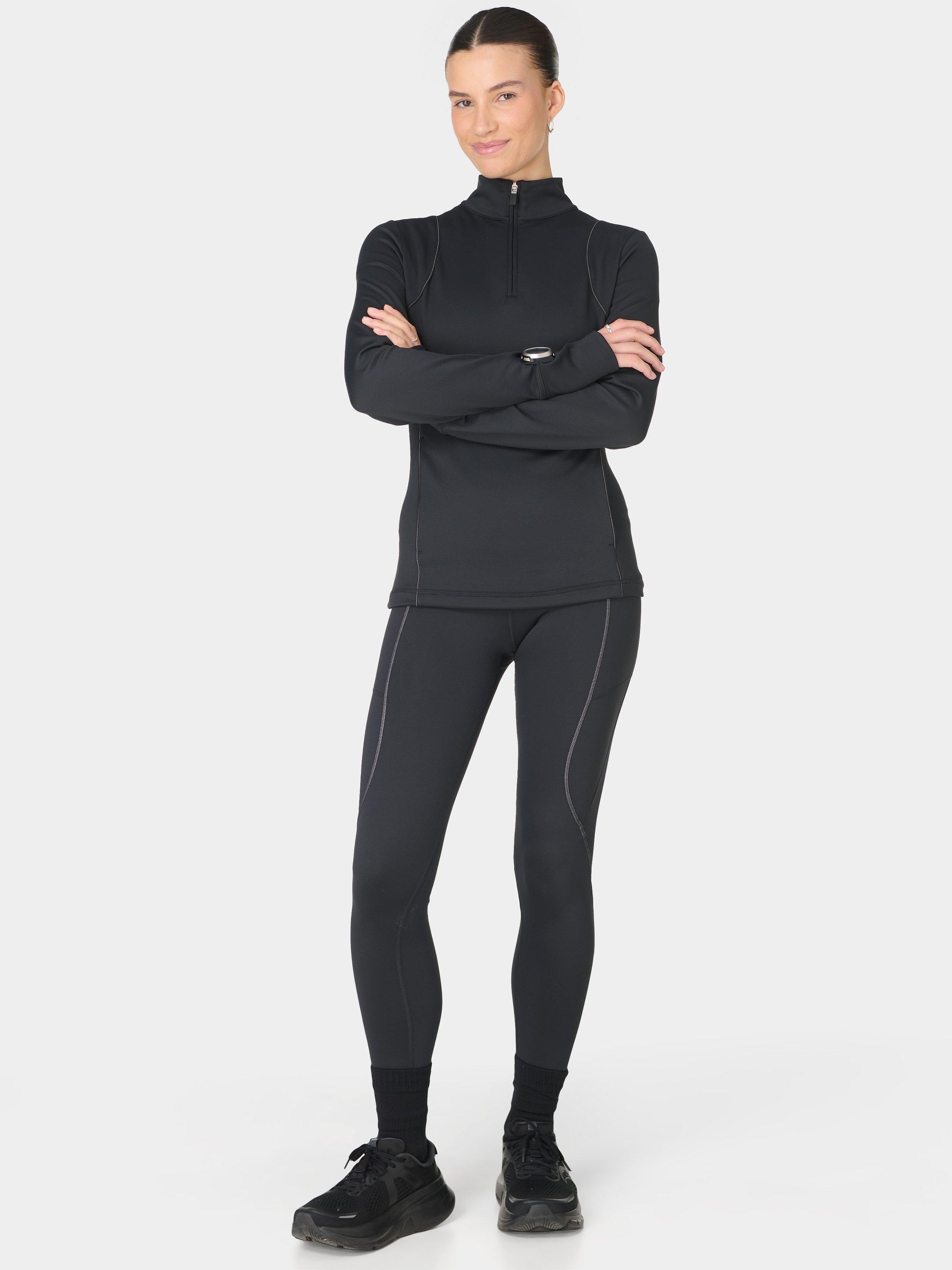 Product image 5 of 6, which shows Sweaty Betty Therma Half Zip Midlayer, Black, XXS