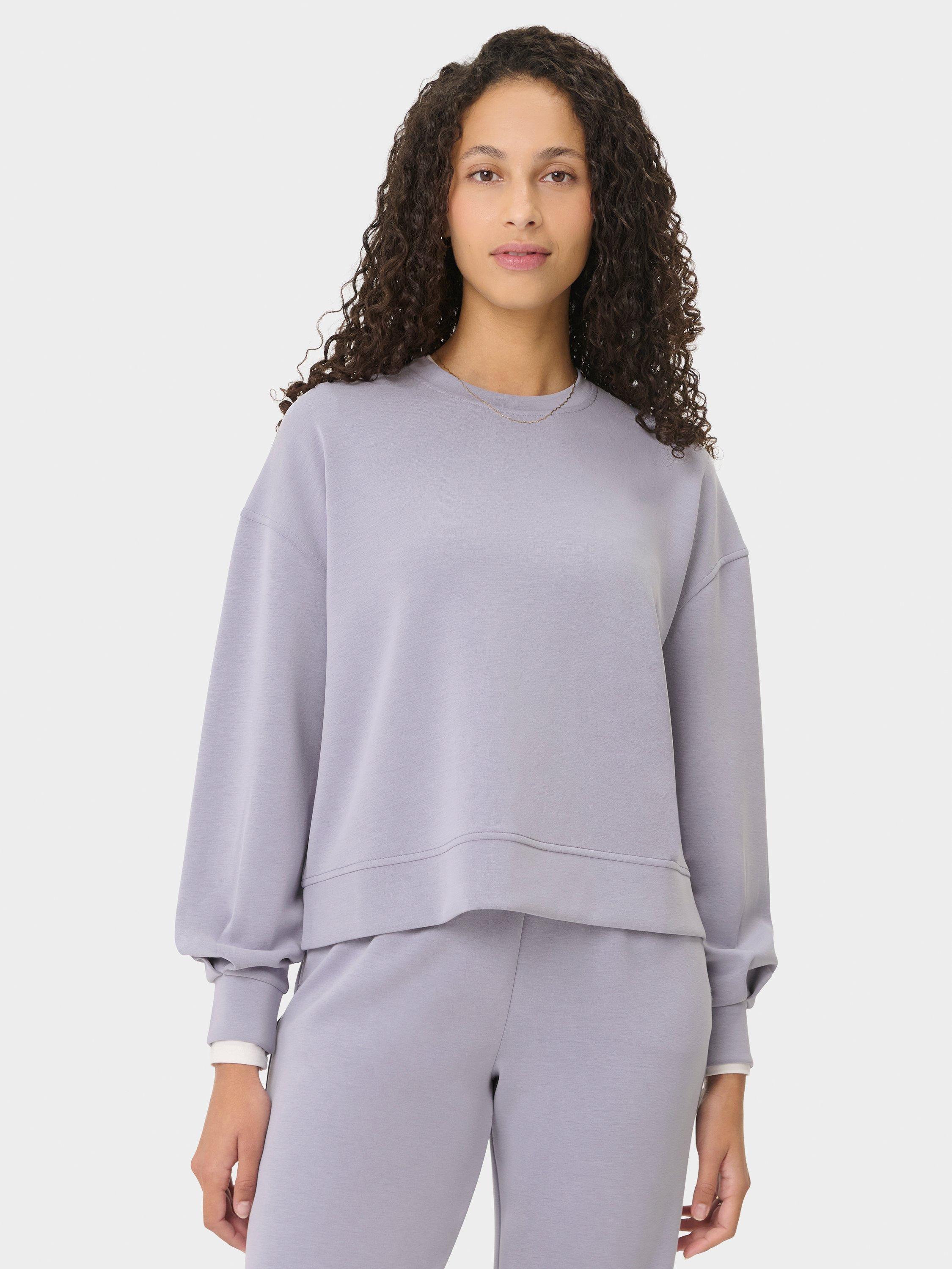 Product image 1 of 7, which shows Sweaty Betty Sand Wash CloudWeight Sweatshirt, Stellar Purple, XS