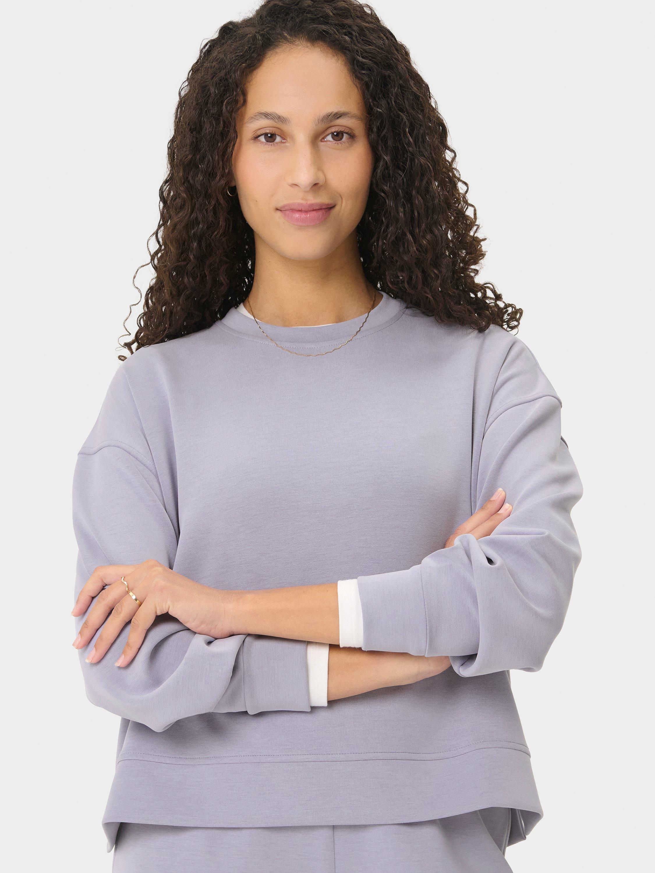 Product image 2 of 7, which shows Sweaty Betty Sand Wash CloudWeight Sweatshirt, Stellar Purple, XS