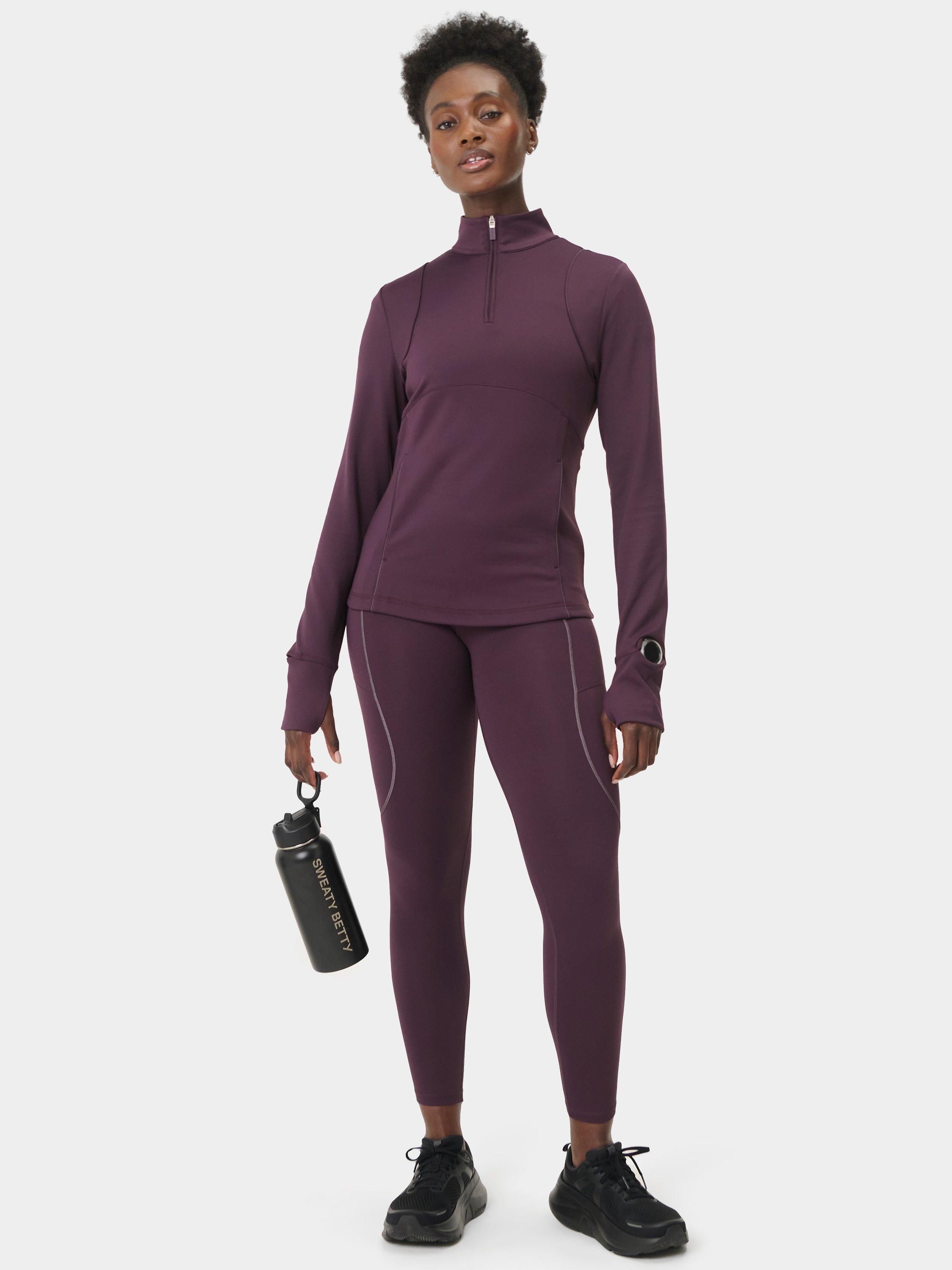 Product image 3 of 7, which shows Sweaty Betty Therma Half Zip Midlayer, Neptune Purple, XXS