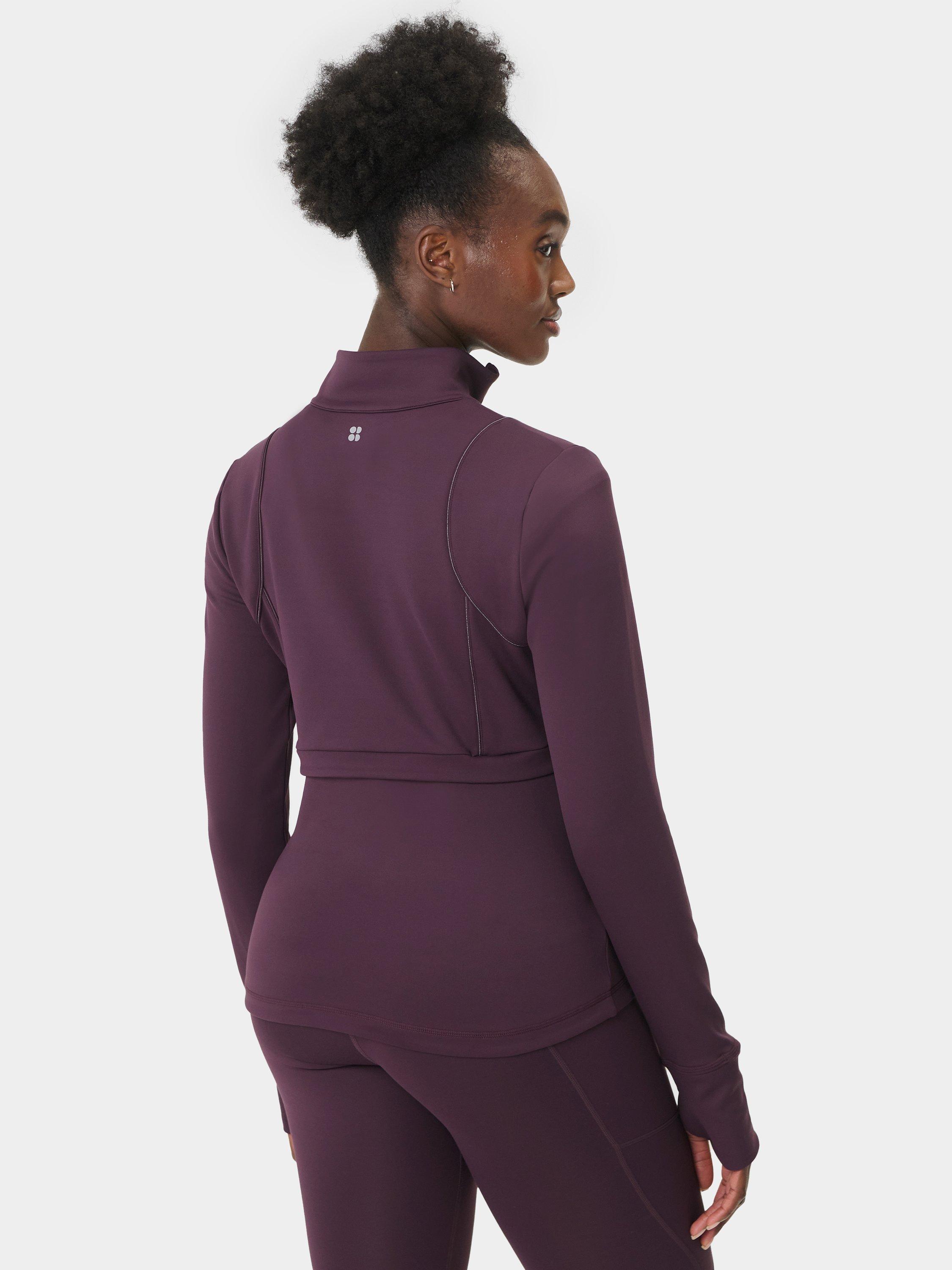 Product image 5 of 7, which shows Sweaty Betty Therma Half Zip Midlayer, Neptune Purple, XXS