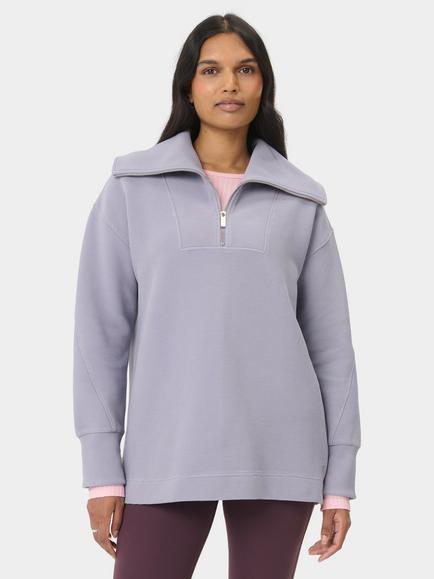 Sweaty Betty Peaceful Rib Half Zip Sweatshirt, Stellar Purple, Stellar Purple