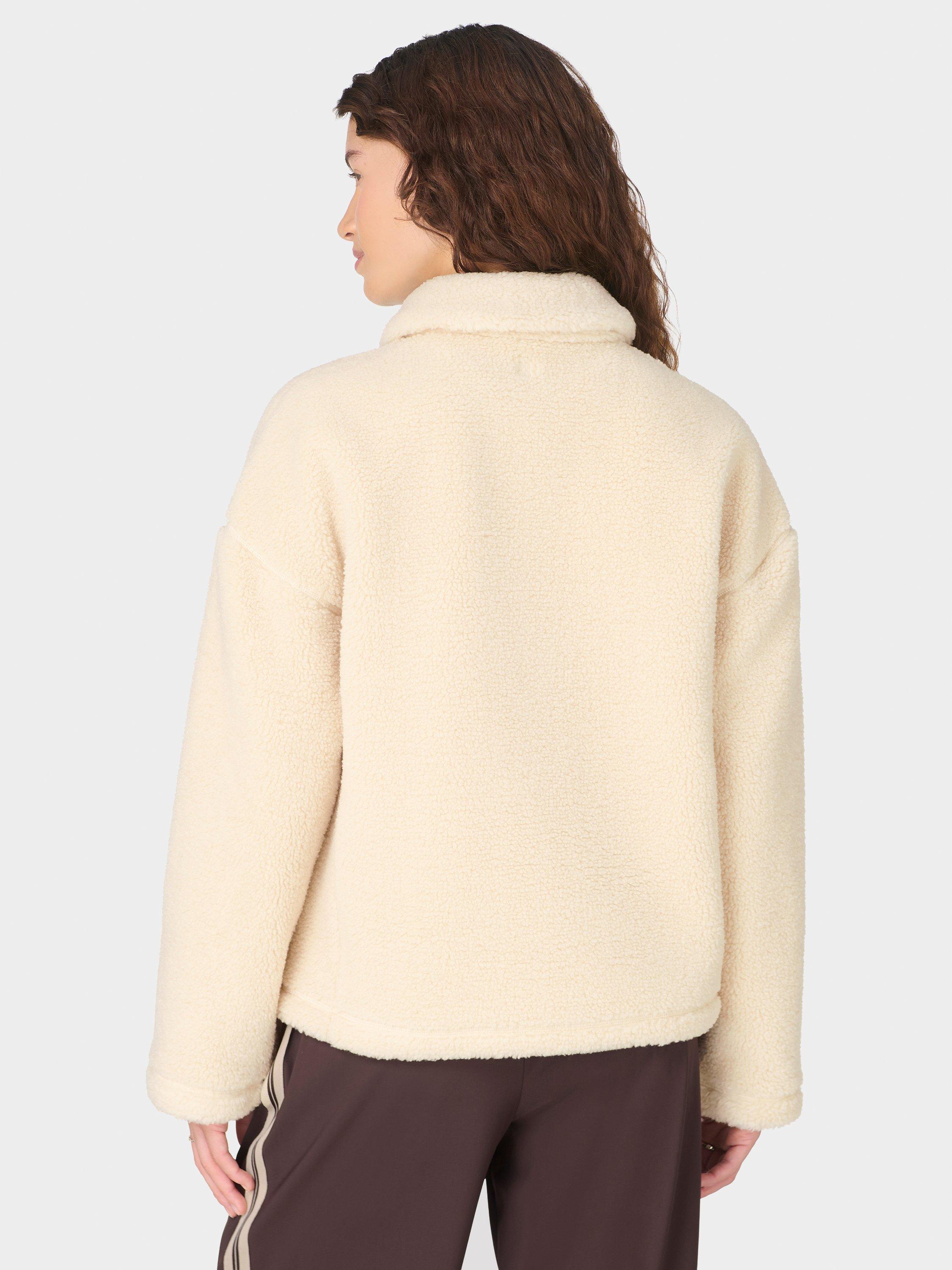 Product image 8 of 8, which shows Sweaty Betty Plush Collared Fleece, Beige, XS