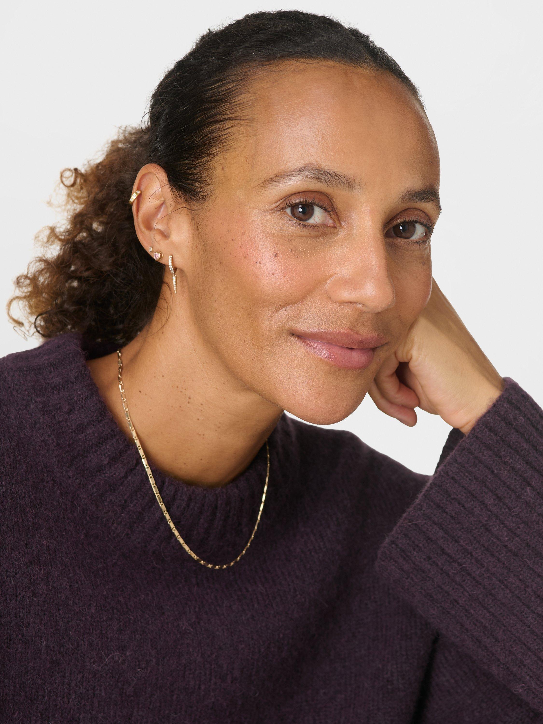 Product image 2 of 6, which shows Sweaty Betty Alpine Crew Neck Wool Blend Jumper, Neptune Purple, XXS