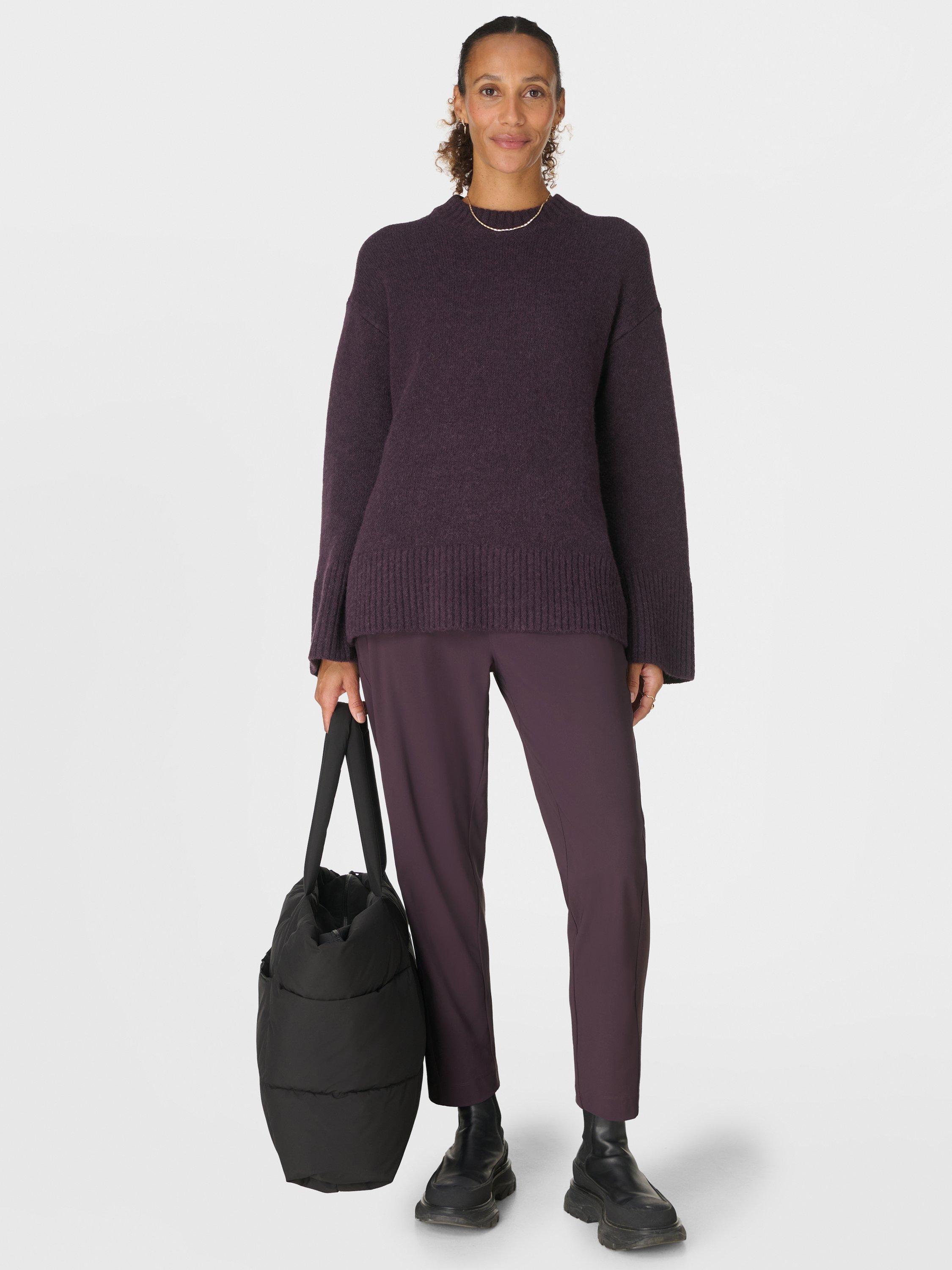 Product image 6 of 6, which shows Sweaty Betty Alpine Crew Neck Wool Blend Jumper, Neptune Purple, XXS