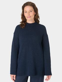Sweaty Betty Alpine Crew Neck Wool Blend Jumper, Navy Blue