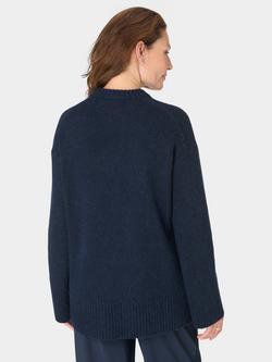 Sweaty Betty Alpine Crew Neck Wool Blend Jumper - view 2, Navy Blue