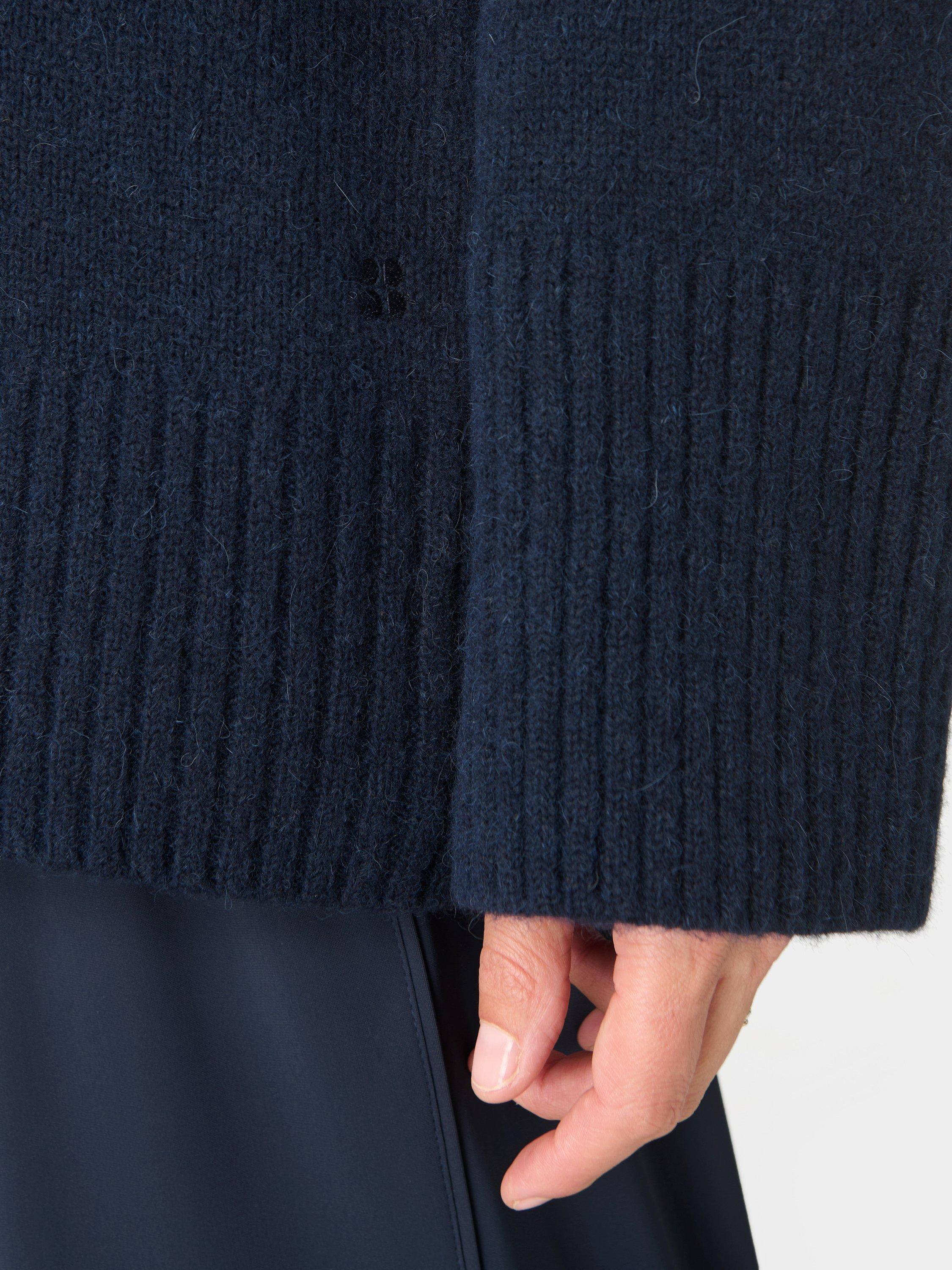 Product image 3 of 7, which shows Sweaty Betty Alpine Crew Neck Wool Blend Jumper, Navy Blue, XXS