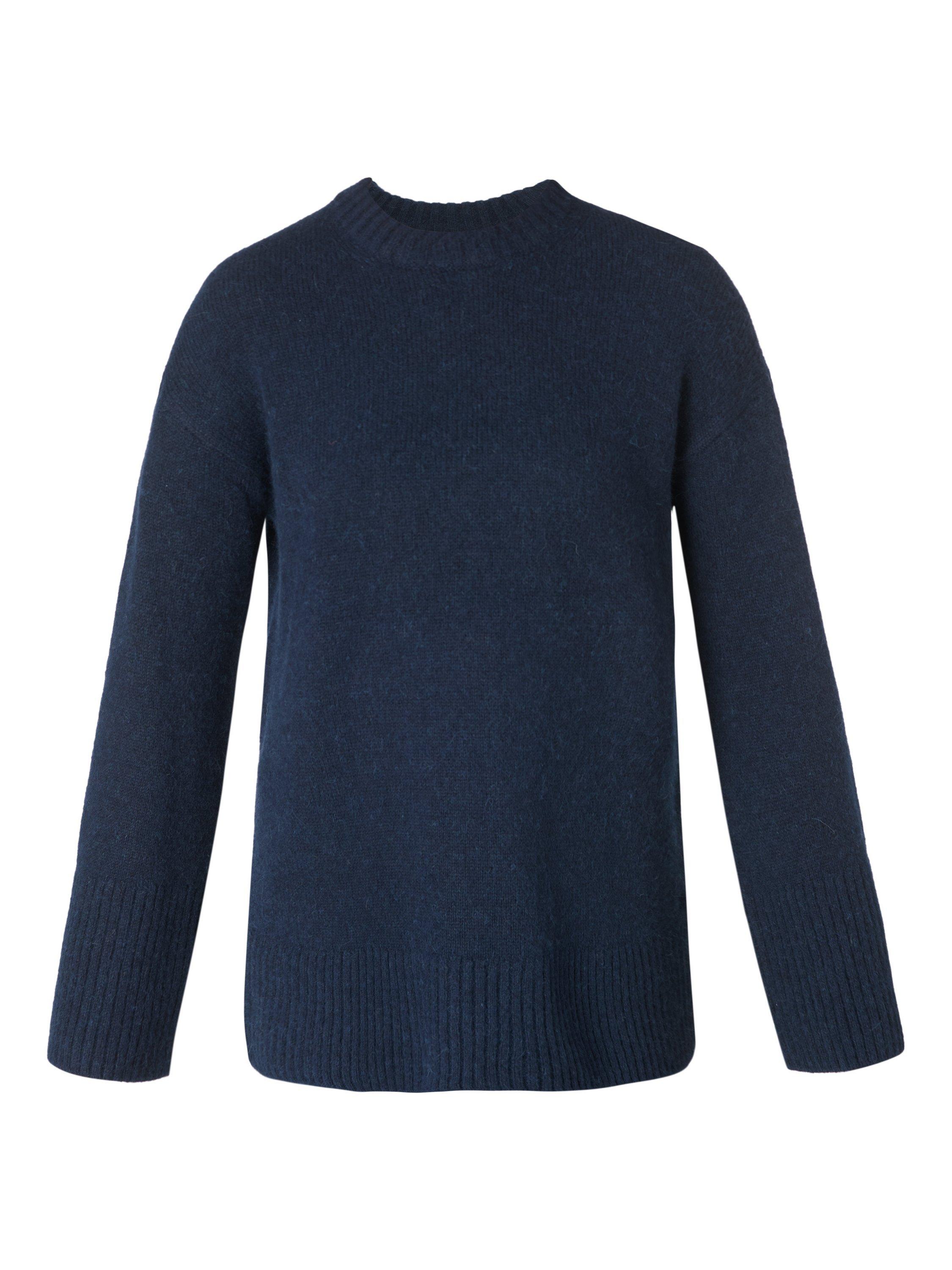 Product image 4 of 7, which shows Sweaty Betty Alpine Crew Neck Wool Blend Jumper, Navy Blue, XXS