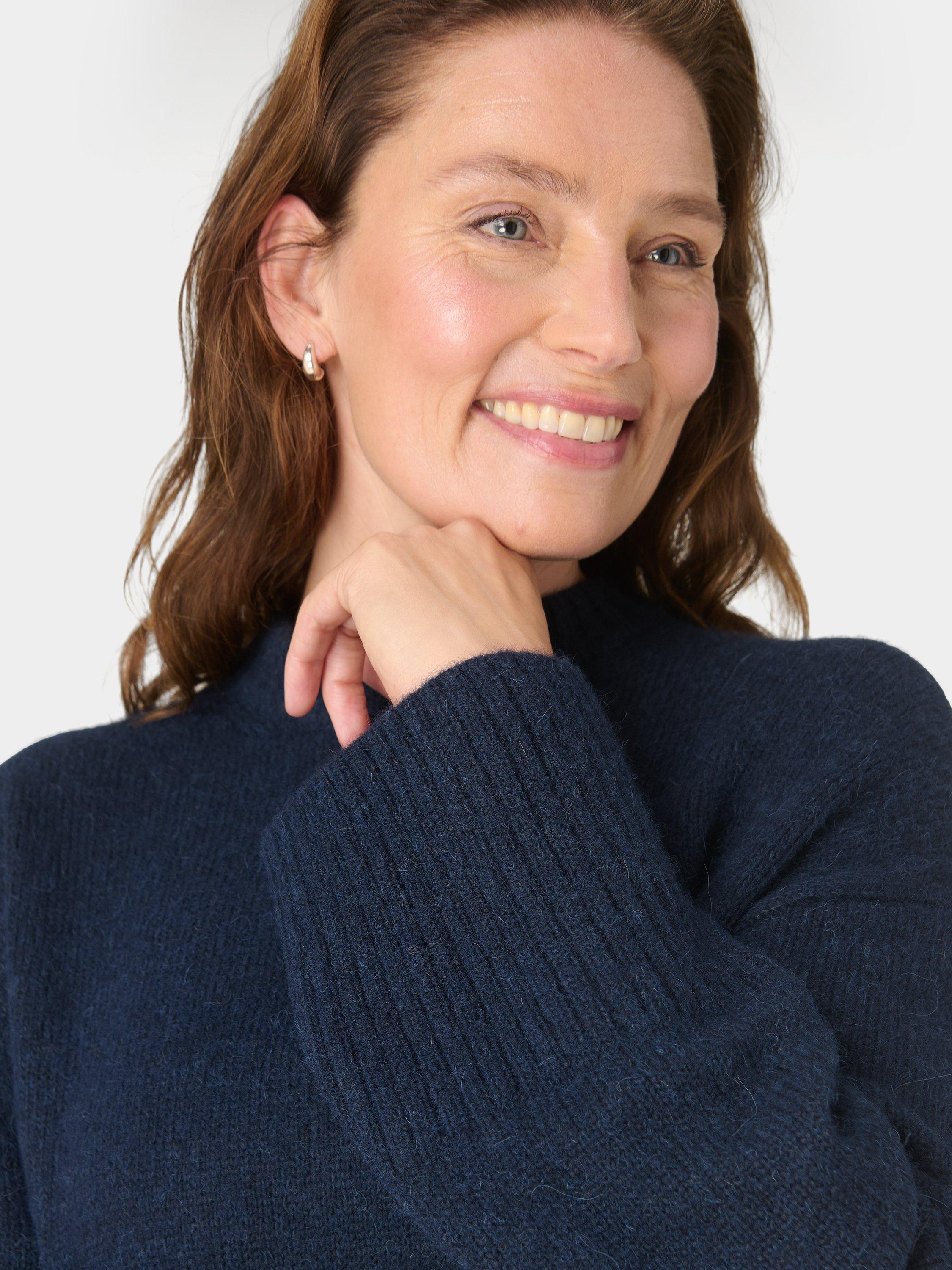 Product image 5 of 7, which shows Sweaty Betty Alpine Crew Neck Wool Blend Jumper, Navy Blue, XXS