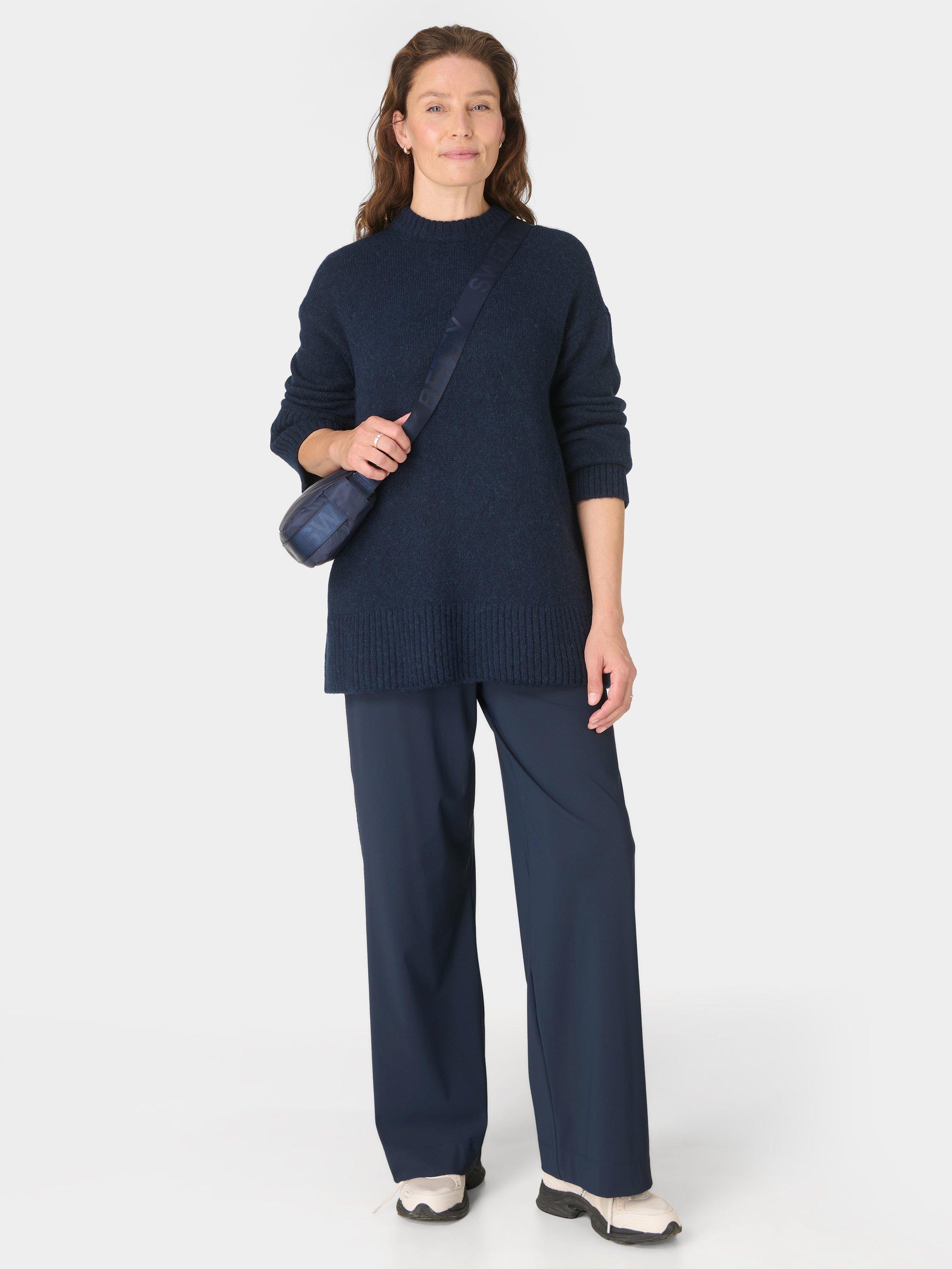 Product image 6 of 7, which shows Sweaty Betty Alpine Crew Neck Wool Blend Jumper, Navy Blue, XXS