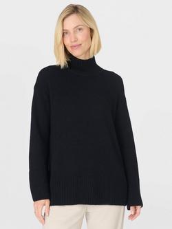 Sweaty Betty Funnel Neck Wool Rich Jumper, Black, Black