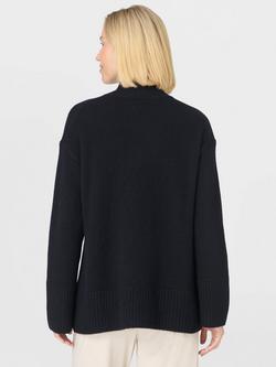 Sweaty Betty Funnel Neck Wool Rich Jumper, Black - view 2, Black