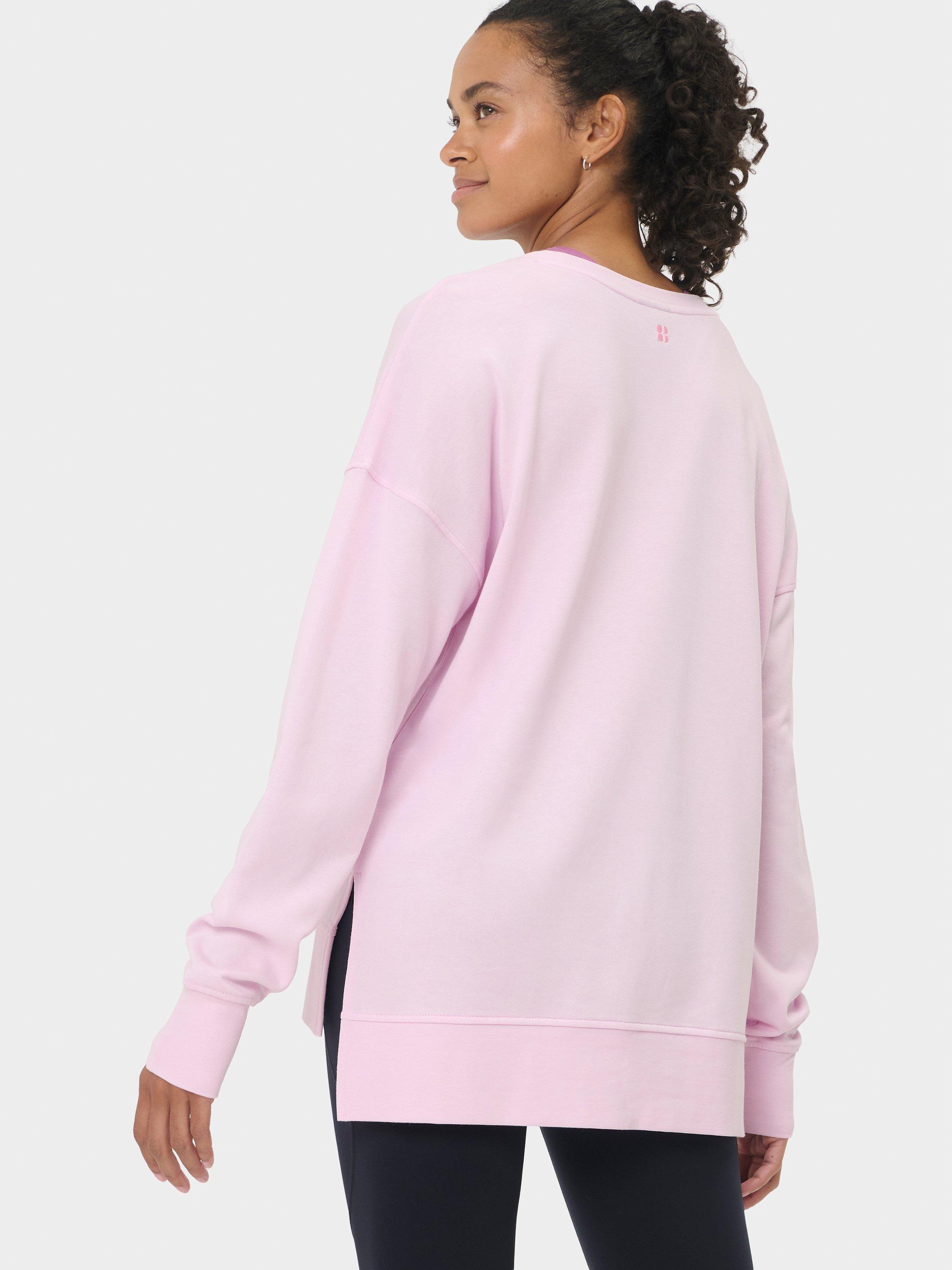 Product image 7 of 7, which shows Sweaty Betty After Class Longline Sweatshirt, Frost Pink, L
