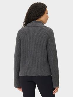 Sweaty Betty Knitted Funnel Neck Zip Up Wool Blend Jumper, Charcoal Grey - view 2, Charcoal Grey