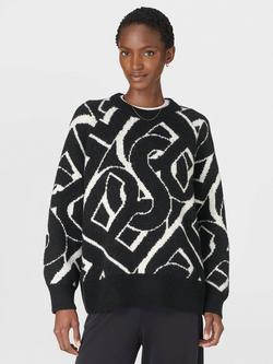 Sweaty Betty Chain Jacquard Jumper, Black/White, Black/White