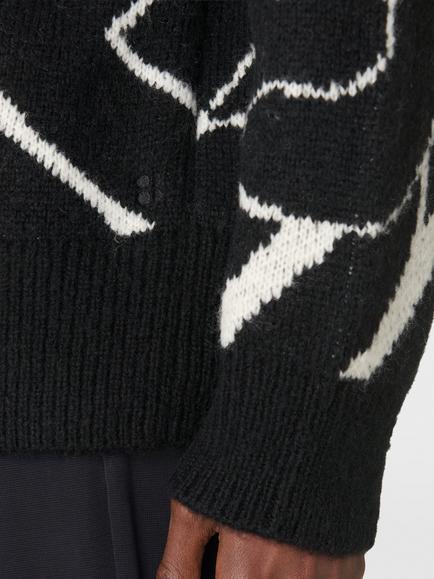 Sweaty Betty Chain Jacquard Jumper, Black/White - view 2, Black/White