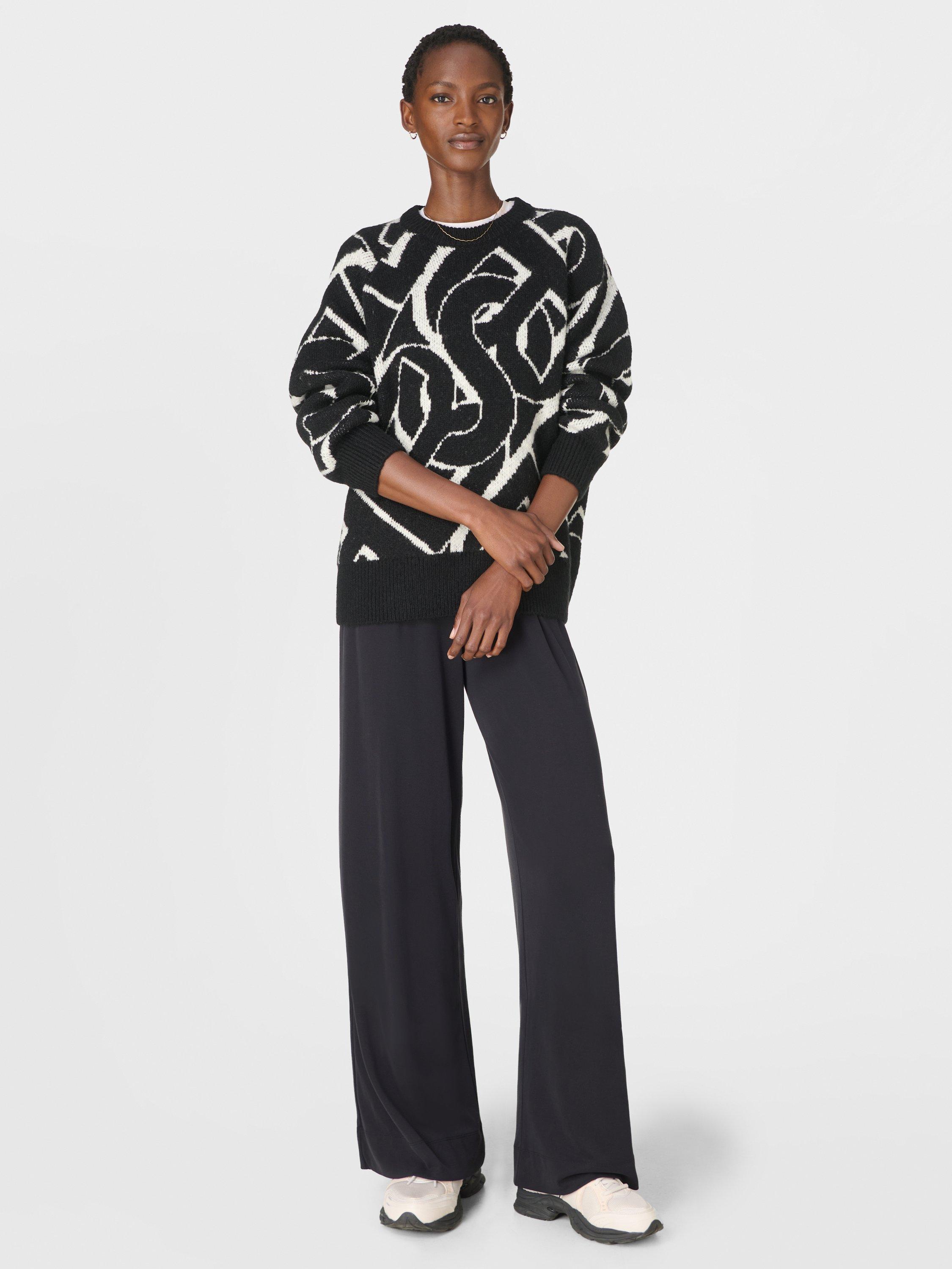 Product image 6 of 7, which shows Sweaty Betty Chain Jacquard Jumper, Black/White, XXS