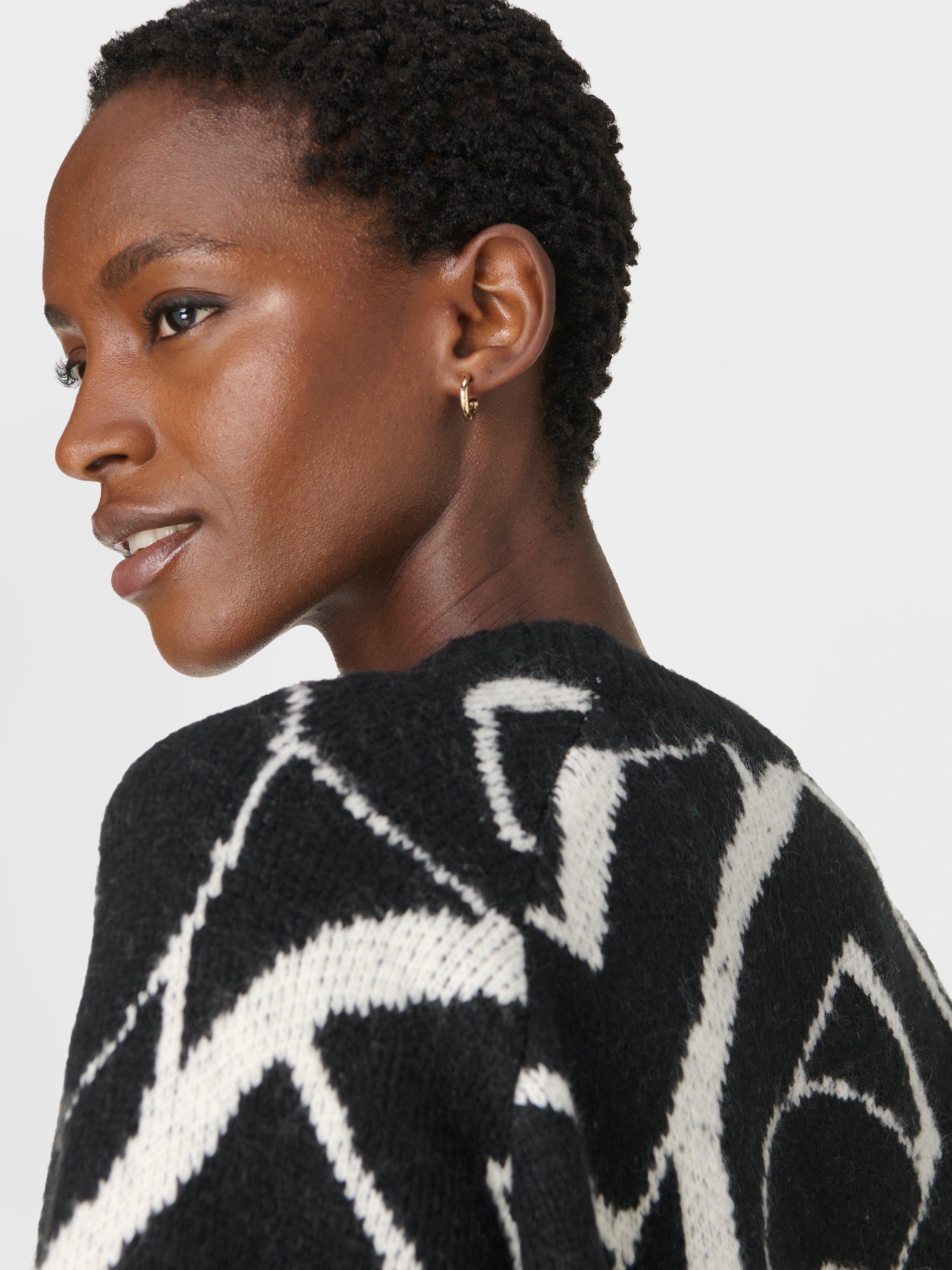 Product image 7 of 7, which shows Sweaty Betty Chain Jacquard Jumper, Black/White, XXS